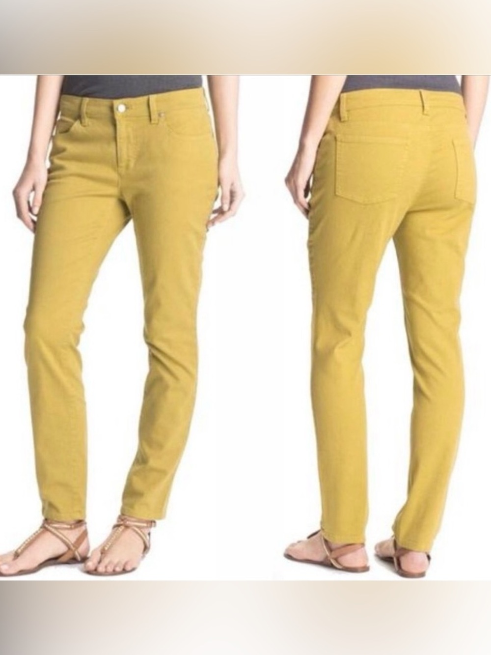 Eileen Fisher Organic Cotton Parrot Yellow Skinny Ankle Jeans
